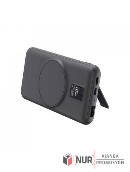 Kablosuz Şarj Destekli 10000 mAh Dijital Göstergeli Powerbank 